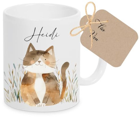 Manufaktur Liebevoll Tasse mit Namen Kinder Kindertasse mit Namen Becher Keramik Mädchen Junge Namenstasse Katze Haustier Geschenk