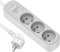 Electraline 32024 Bloc Multiprise Prima 3 Prises 16A avec Interrupteur, Longueur 1.5 Mètres, Blanc/Gris