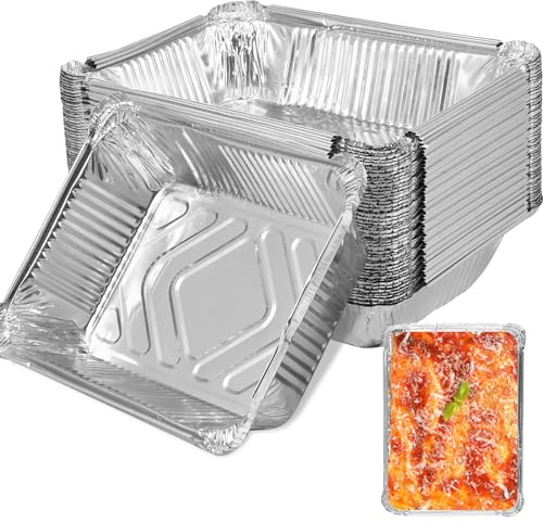 Goshoppers 100 Stück Aluschalen Grill, Hitzebeständig Alu Grillschalen 1100ml Aluschalen Groß Einweg Alufolie Grillschale für Gasgrill, Backen, Braten, Kochen 22x16x5cm Grill Zubehör