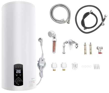 2,0 kW Elektro Warmwasserspeicher Boiler 30L/45L/60L/70L Wandhängender Boiler, Vertikaler Elektrischer Warmwasserbereiter - Max 75℃ - Anschlussgröße G1/2 - Wasserdichtigkeit IPX4 (60L/34 x 81cm)