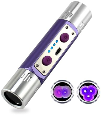 VBESTLIFE Violette Licht-Taschenlampe, 254/365/395 Nm UV-Schwarzlicht-Taschenlampe Mini, Typ C Wiederaufladbar, für Haustier, Schmuck, Tinte, Währung, Fluoreszierendes Mittel