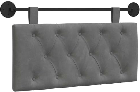 vidaXL Hängendes Kopfteil Dunkelgrau Samt, Schlafzimmer, modernes Wand-Kopfteil, rechteckig mit Samtbezug, gesteppt, Holzwerkstoff, platzsparende Dekoration