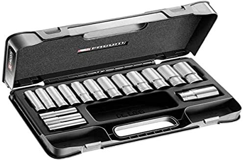 FACOM - Coffret Douilles 1/2 Longues 12 Pans Métriques - S.404AE - 16 Douilles Profondes pour Travaux de Mécanique - Matériau Robuste - Outillage pour Professionnel et Particulier