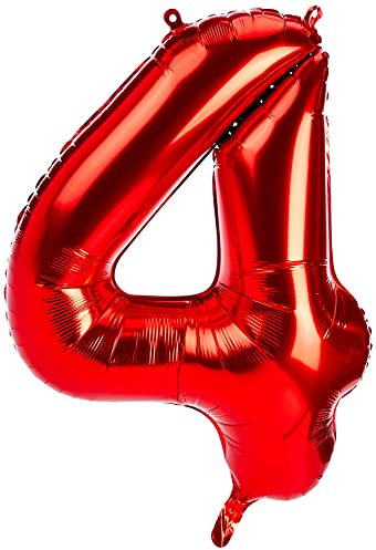 Unique Party Supplies 55854 Riesenzahl 4 Luftballon - 86 cm - Rot