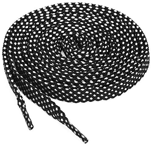 sourcing map 3 Pares De Cordones Para Zapatillas Doble Capa Punto Hueca Plana Negro-Blanco 100 cm/39.5