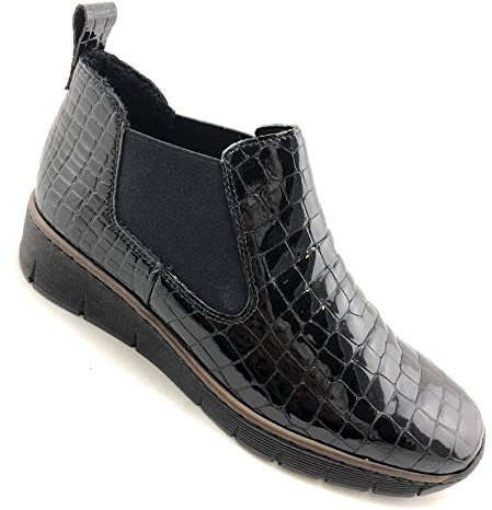 Rieker Eria Frauen Leder Slip Auf Wedge Heel Chelsea Boots 36 EU Schwarz