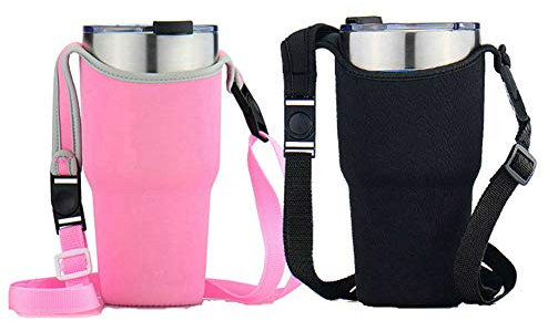 HomDSim 2 Pack Tumbler Carrier Holder, Neoprene Tumbler Sleeve with Carrying Handle, Water Bottle Carrier Pouch Fit for YETI Rambler Ozark Trail Rtic and More