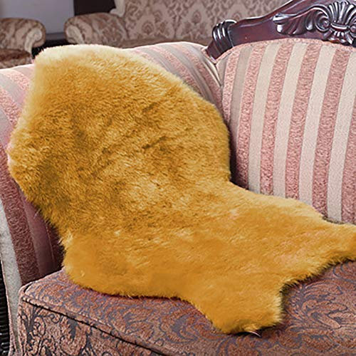 Schaffell-Teppich, weiches Kunstfellimitat, Kunstfell-Teppich, Stuhl-Couch-Abdeckung, Teppich für Schlafzimmer, Boden, Sofa, Wohnzimmer, goldfarben