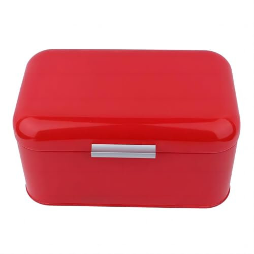 VIFER Brotkasten - Vintage Metall Brotkasten Brotbehälter Retro-Brotbox Brotkorb mit Deckel Küchen Brot Aufbewahrungsbox (Rot)