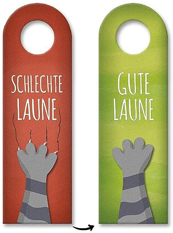 Schlechte Laune oder gute Laune Türhänger mit Pfote Motiv Katze Kater böse lieb