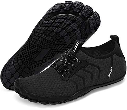 Racqua Wasserschuhe Schnelltrocknend Barfuß Strand Aqua Sport Schwimmen Surfen Pool Wandern Tauchen Walking für Herren Damen Schwarz 40