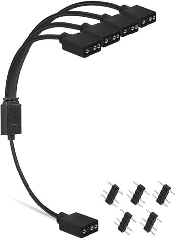 upHere 3Pin ARGB 1 to 4 rgb Splitter Cable LED Strip Connector -30cm with Male Pins,53ARGB