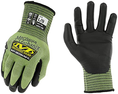 Mechanix Wear SpeedKnit S2EC06 Arbeitshandschuhe aus beschichtetem Strick, schnitt- und abriebfest, strapazierfähige und hohe Fingerfertigkeit, Touchscreen-kompatibel, maschinenwaschbar, Größe L, Grün