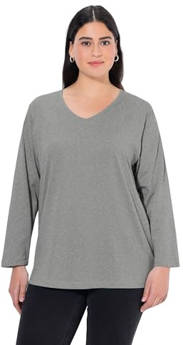 Ulla Popken Damen Basic-v-Shirt, Langarm Langarmshirt (1er Pack)