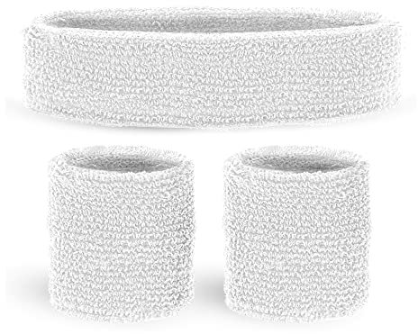 W WIDMANN MILANO Party Fashion - Schweißbänder, 3-teiliges Set, Stirnband und 2 Armbänder, Sport, Accessoires, 80er Jahre, Trainingsanzug, Karneval