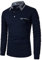 APAELEA Poloshirt Herren Langarm Streifen T-Shirt Baumwolle Casual Polohemd für Männer,Navy Blau,XL