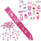 Babyparty Deko Mädchen, Baby Shower Madchen, Baby Party Dekoration fur Babydusche Rosa, Neugeborene Fotorequisiten Masken, Mum To Be Fuchsie Schärpe und Konfetti