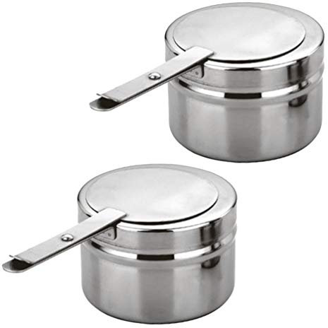 Yardwe Lot de 2 supports de carburant en acier inoxydable pour chauffe-plat, chauffe-plat, chauffe-plat, chauffage, combustible avec couvercle en acier inoxydable, pour barbecue, fête, buffet