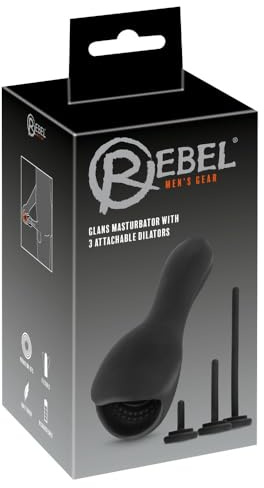 Rebel Glans Masturbator with 3 attachable Dilators Masturbator mit Vibration Schwarz One Size