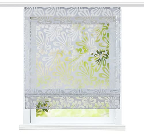 ESLIR Raffrollo mit Klettband Wohnzimmer Raffgardine Ausbrenner Gardinen Modern Bändchenrollo Vorhänge Grau #3 BxH 140x140cm 1 Stück