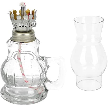Housoutil Quinqué Lámpara de Aceite de Cristal de Queroseno Lámpara de Keroseno Antiguas Vintage Lámparas de Aceite de Escritorio Transparentes para Uso en Interiores de Cristal Lampara Aceite