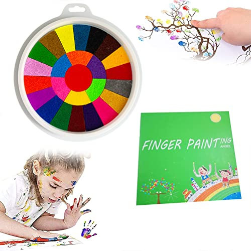 T.Y.G.F Kit De Peinture Drôle De Doigt, Kit de Lavables Peinture au Doigt Non Toxique avec Livre pour Enfants, Faire des Cartes Ou L'Artisanat 25 Couleurs