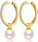Creolen Gold Groß Creolen Silber 925 Ohrringe Gold Damen Hängend 23mm Creole mit Perlen Hängend