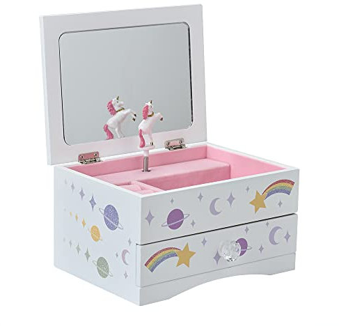 Aliz Einhorn-Schmuckschatulle für Mädchen – Schmuck-Aufbewahrungsbox aus Holz mit glitzerndem Einhorn-Design – bezaubernde Raumdekoration und Erinnerungsbox für Kindheitserinnerungen (Purple Unicorn)