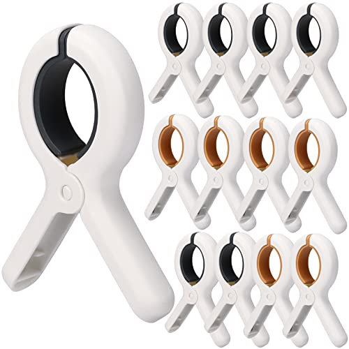 Lot de 12 pinces à linge en plastique solide pour chaise de piscine, porte-serviette de plage, chaise de piscine en croisière, pinces à linge coupe-vent, sans trace, couleur vive