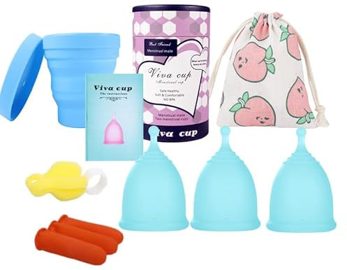 Florauspicious Wiederverwendbare Menstruationstasse, Get Florauspicious Menstruationstassen für weibliche Pflege, 3 Stück (klein, grün)