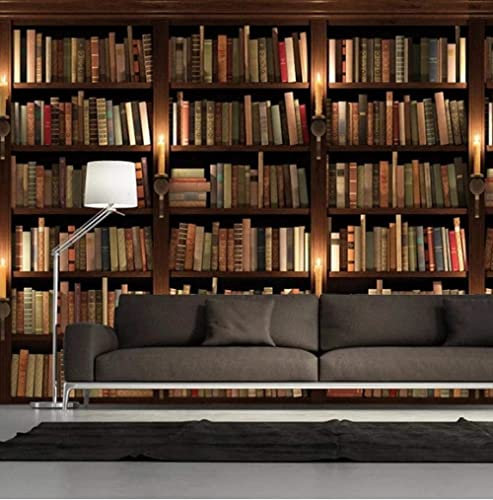 Photo Wallpaper Library Book Bookcase Bookshelf Wallpaper Mural Picture Photo Murals Wallpaper Mural Wallpaper 3D Wallpaper Paste Living Room The Wall for Bedroom Mural Border - 140 x 70 cm (WxH)