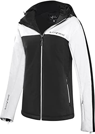 Black Crevice Damen Skijacke, 10.000mm Wassersäule, atmungsaktiv, schwarz/weiß, 46