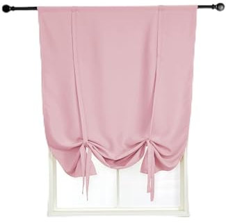 SIMPVALE Raffgardinen Verdunkelung Kurze Gardinen mit Binden Thermoisoliert Verdunkelungsvorhang, mit Stangentaschenrollo für Schlafzimmer Wohnzimmer Küche (Rosa,140x140cm)