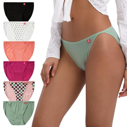 INNERSY Unterhosen Damen Baumwolle Slip Sport Hipster Unterwäsche 6er Pack | Hohes Bein Schlüpfer, Volle Rückenabdeckung, Weiche Bikini Slips, Hoher Beinausschnitt Damenslip, Damenschlüpfer Bequem