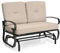 COSTWAY 2-Person Outdoor Glider Bench, Patio Double Swing Rocking Chair with Cushions, Steel Frame Garden Loveseat Relax Gliding Chair for Balcony, Porch and Poolside (Beige, 120 x 68 x 85cm)