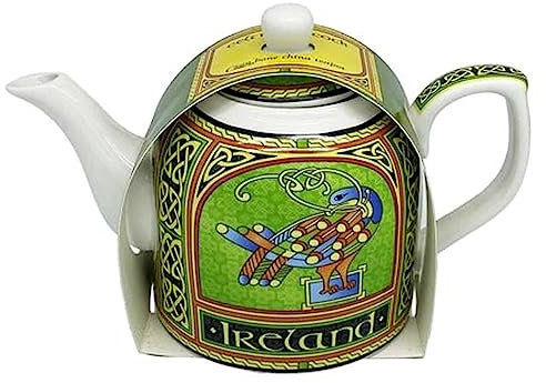 Royal Tara Irische Teekanne Knochenporzellan Material Kleeblatt- und Lebensbaum-Design (Keltischem Pfau)