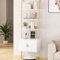 Gadroad 73 Tall Bookshef with Cabinet, Wall Mounted Industrial Ladder Bookcase with Wood and Metal Frame, 5 Tier Plant Shelf Display Storage Shelves for Living Room Bedroom, White Gold