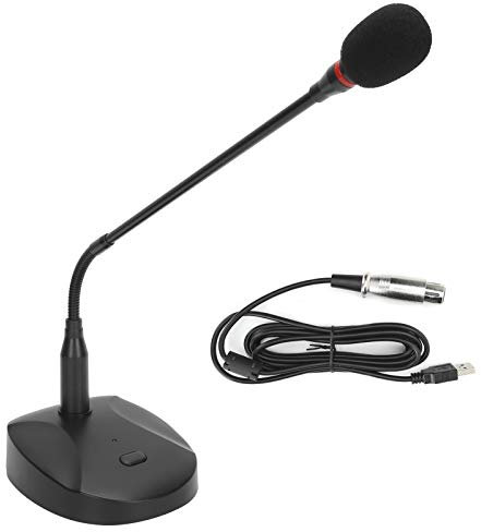 Cyrank USB Computer Microphone, Gooseneck Condenser Microphone Wired Microphone Podium Microphones Desktop Paging Mic Corded Voice Mic for Meetings Lectures