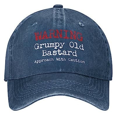 KWQDOZF Lustige Kappe „Warning Grumpys Old Bastards-Kappe für Herren, Baseballmütze, niedliche Hüte