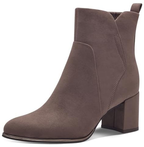 MARCO TOZZI Damen Stiefeletten mit Absatz Spitz mit Reißverschluss, Braun (Pepper), 38 EU