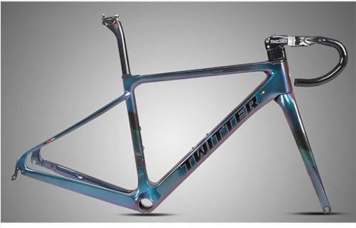 Carbon-Rennrad-Rahmenset 700c C-Bremsrahmen 45/48/51/54 cm 100/130 mm QR-Rahmen mit Gabel + Sitzrohr + integriertem Lenker (Color : Black, Size : 48CM)