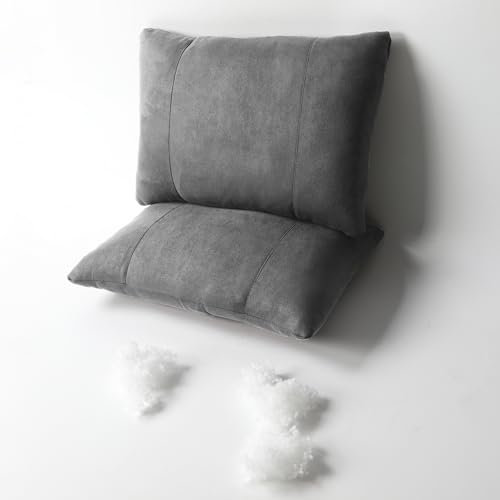POKSRI Kissen lordosenstütze Auto,lendenkissen,43x28cm Wildleder Nachfüllbar&Verstellbar Pflanzenbasiertes Polyester,Rückenlehne,deko,blackroll,Outdoor,tempur Kissen,Sofa(grau,2ps)