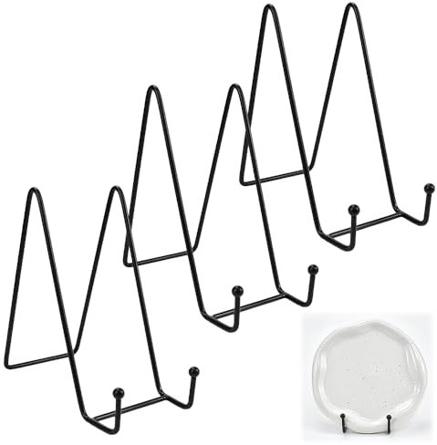 MININUSI 3Pezzi Cavalletto in Ferro,Cavalletto Espositore in Metallo,Espositore Porta Piatti da Esposizione,6 Supporto per Piastra,Ferro per Foto,Nero Supporto Cavalletto,per Piatto Decorativo Libri