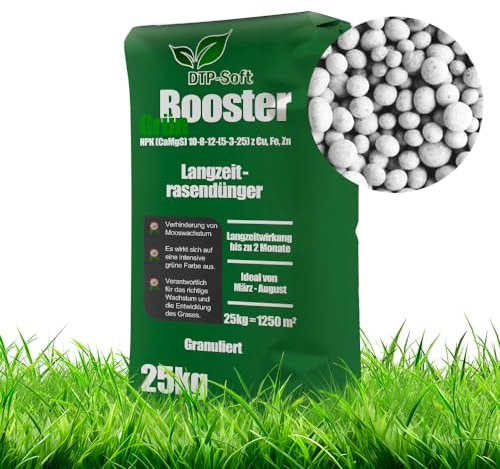 DTP-SOFT Rasendünger Anti-Moos 25kg für 1250 m² Booster gesunder Rasen Turbo-Grün TOP (25kg für 1.250m²)