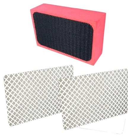 3 in1 Diamond Sanding Pads,1Pcs Sponge Block Foam Backing Hook with 2Pcs 100 Grit Diamond Sanding Blocks Replacement