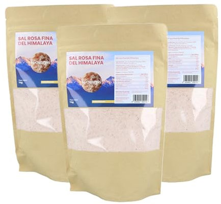 Pack 3x Sal Rosa Fina del Himalaya 1 kg Naturitas Essentials | 100% natural | Sin refinar | Sin aditivos | Sin GMO