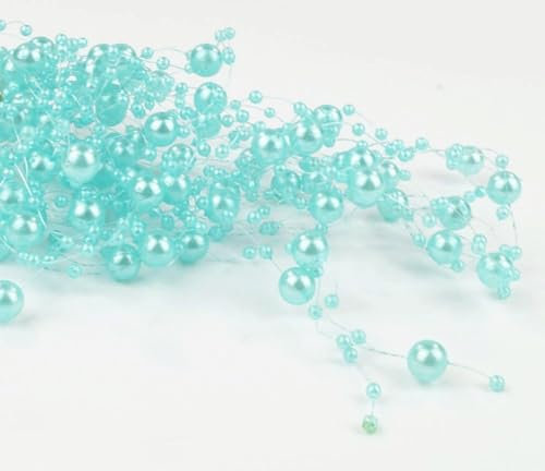 Perlenkette mintgrün Perlengirlande Tischdeko Hochzeit Taufe Weihnachten Party Perlen Dekokette Mint mintgrüne Perle 5 Stück á 1,3m