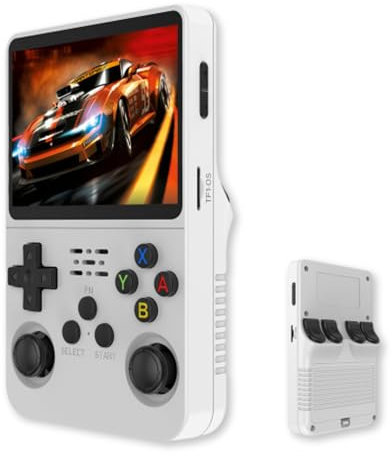 Retro Handheld Game Console, R36S Portable Console Built in Dozens Emulator, Pocket Games Emulator with 3.5inch IPS 640x480 Screen, Support OTG & Memory Card, White (64G)