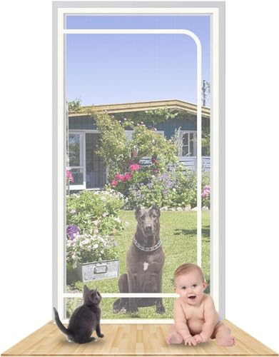 Cat Screen Door Fits Door Size 100cm X 200cm, Heavy Duty Pet Screen Door, Prevent Dogs Cats From Running Around, Partition Mesh Cat Door Screen, Zip(110x220cm)