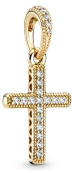 Femme Charms Croix dorée Coccinelle rouge Argent Sterling 925 Pendentif avec Zircon Cubique pour Bracelet